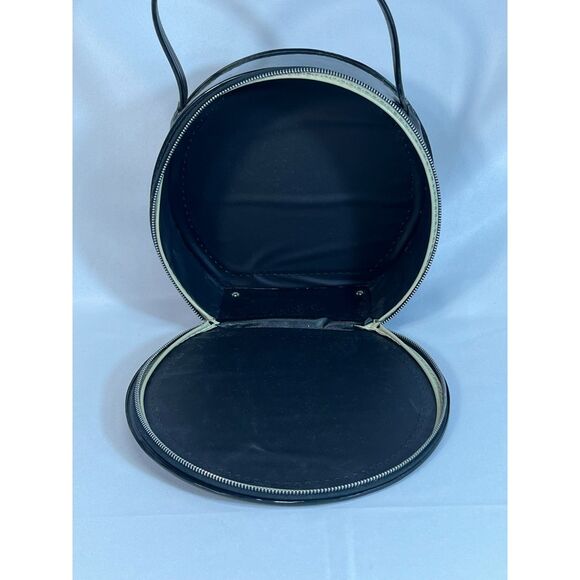 Vintage Judy Lee Jewels Black Patent Cosmetic Vanity Case Hat Box Mid Century - Picture 3 of 7